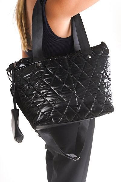 Shoesers Women's Diamond Pattern Bucket Model Lightweight and Stylish Wallet Shoulder Bag with Shiny Parachute Fabric