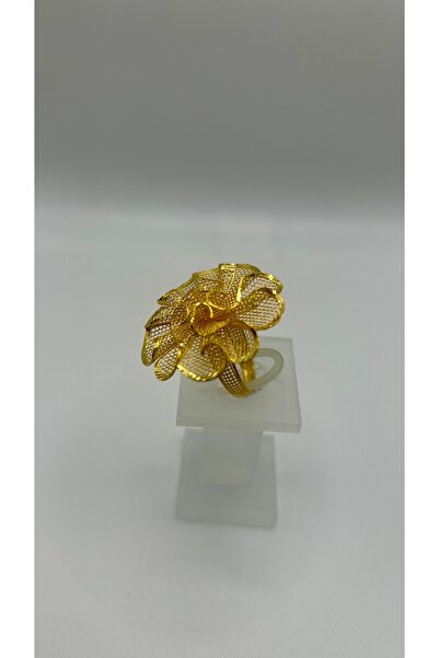 NYR Gold Silver Zarif Çiçek Yüzük – 22 Ayar Altın Kaplama 925 Ayar Gümüş