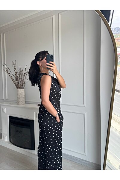 MSY Women's One-Shoulder Polka Dot Blouse and Pants Set