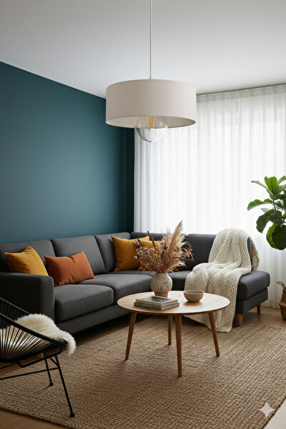 Dropcek eticaret Oval Lüks Beton Görünümlü Modern Avize Vegan Toz Tutmayan Salon, Mutfak, Oturma Odası vegan üretim