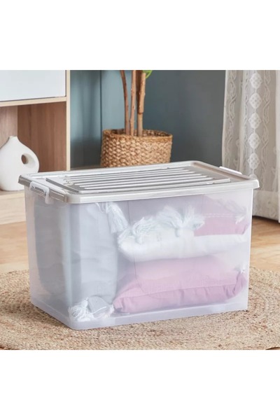 Generic Joanna Multipurpose Clear Storage Box with Wheels and Lockable Lid - 94 Litres
