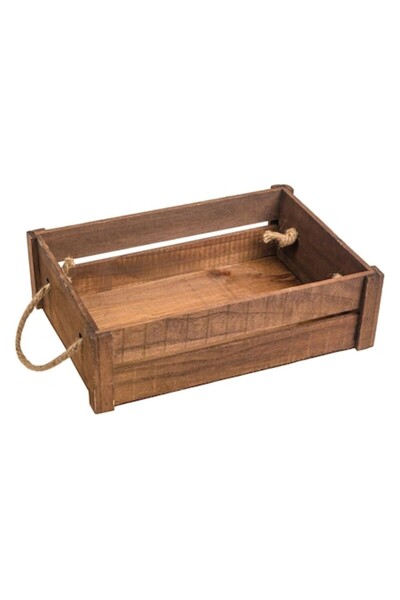 OEM Διακοσμητικό ξύλινο κιβώτιο με χερούλια από σχοινί 39x27x11,5cm