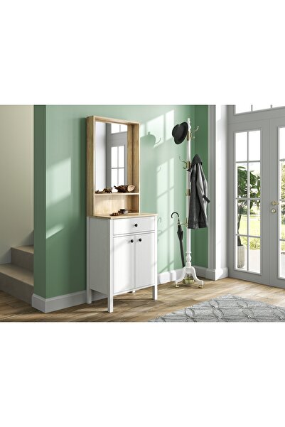 Sakura Ahşap Hunerika Dioya Portmanto -Wood Beyaz-Minifiks Bağlantılı