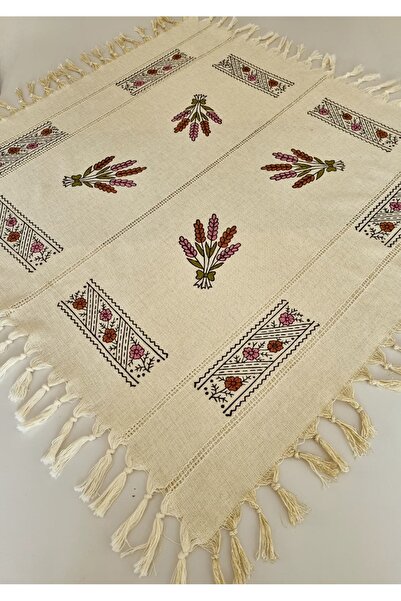 Milenam Authentic Patterned Handcrafted Wooden Printed Slap Work Square Table Cloth Runner