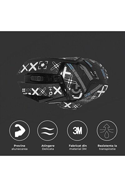PadForce Decorative Protective Sticker for Logitech G502 Mouse, Non-Slip, Gaming, Office - Black