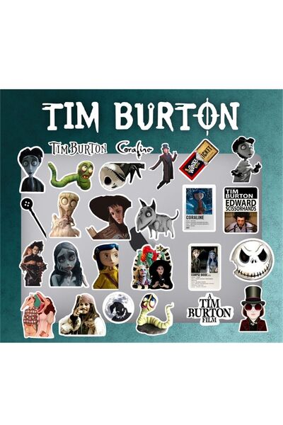 Hediyeni Al مجموعة ملصقات تيم بيرتون سلسلة 1 |   ملصق للكمبيوتر المحمول والدفتر والتابلت والهاتف ودفتر الملاحظات ومجلة البوليت