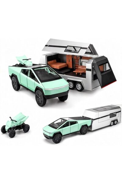 REZZOSS NEW 1/32 Pickup Truck and Toys with Light and Pull Back, Alloy Diecast Pickup RV Model Kit