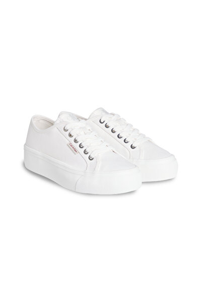 Calvin Klein Women Bright White Vulc Flatform Ctn Low Top Sneakers