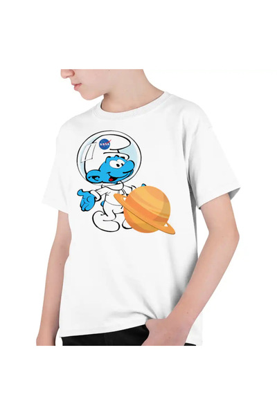 OEM Tricou Copii Baieti Strumfii Astronaut Saturn Nasa