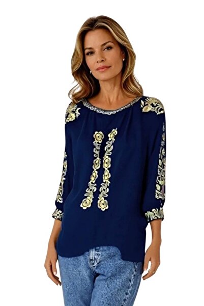 rody's forever DEC παραδοσιακή γυναικεία μπλούζα, μπλε ναυτικό/χρυσό, μέγεθος...