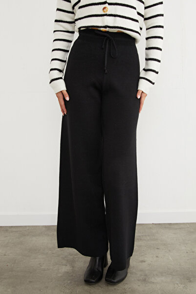 Fulla Moda Beli Lastikli Palazzo Triko Pantolon