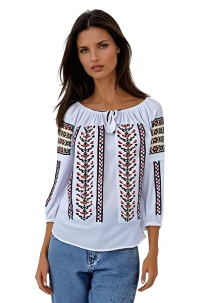 rody's forever Γυναικεία μπλούζα τύπου B23 λευκή/κόκκινη, μέγεθος M