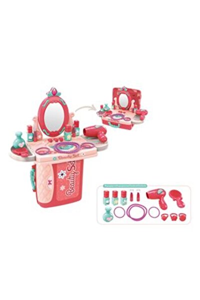 oemco Valiza Cutie Bijuterii Roz Verde cu Oglinda & Accesorii 26x10x20cm - 14 piese