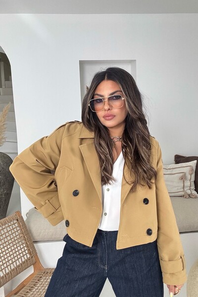 Sohotique By P Short Trenchcoat Mocha Mousse