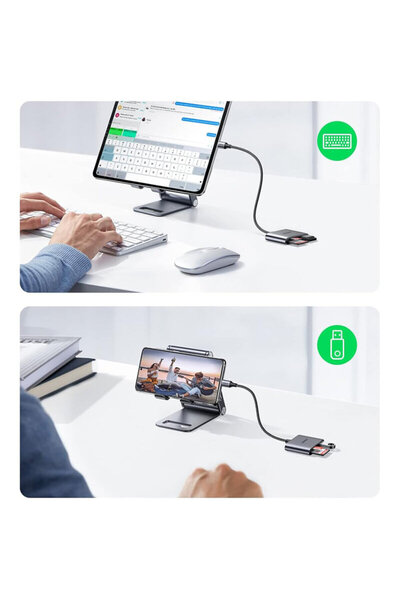 Ugreen Card reader Type-C to USB, TF/SD Card Ugreen, gray, 80798