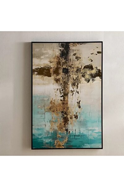 Generic Modern Abstract Painting Framed with Metallic Paper - 60x90x3 cm
