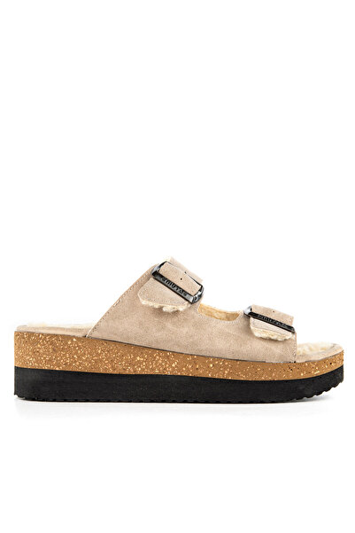 Muya Bellatrix – Winter-Ready Cream Buckle Orthopedic Furry Slippers