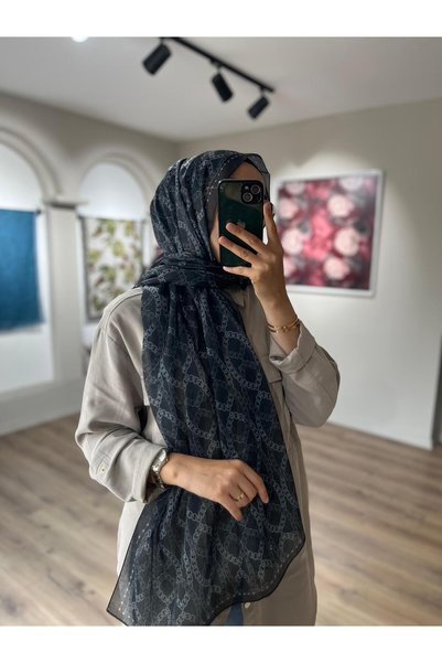 Merwiss Prag Chain Pattern Hemp Shawl - Black