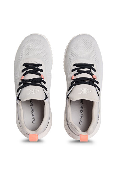Calvin Klein Women Moonstruck/Creamy White/Orange Eva Runner Sock Low Top Sneakers