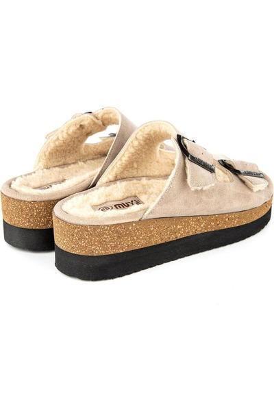 Muya Bellatrix – Winter-Ready Cream Buckle Orthopedic Furry Slippers