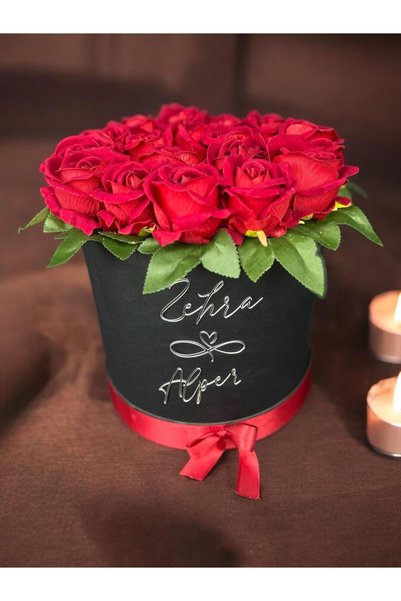Diana Accessory Silindir Kutuda 41li Kırmızı Kadife Yapay Güller Kız Isteme Ç...