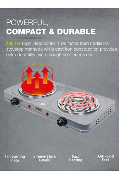 LYNX Durable Non-Stick Coated Electric Stove with Overheat Protection
