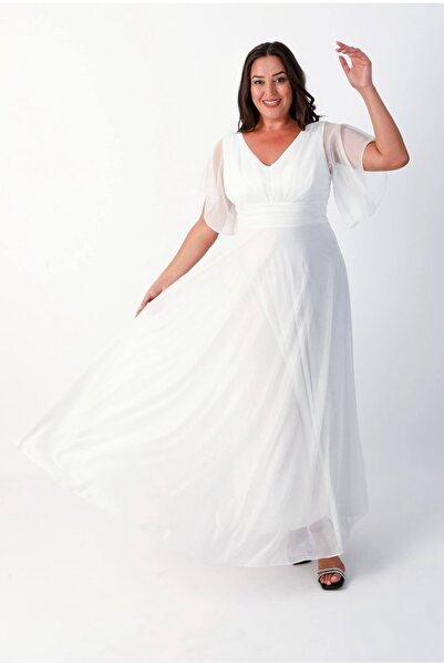 NONCONCEPTMODA Kısa Kollu Simli Tül Elbise