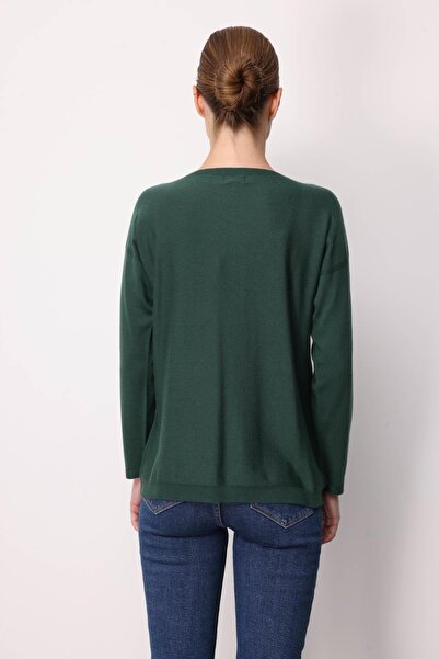 Desen Triko Women's Front Diamond Patterned Side Knitted Sweater Ö.Başı