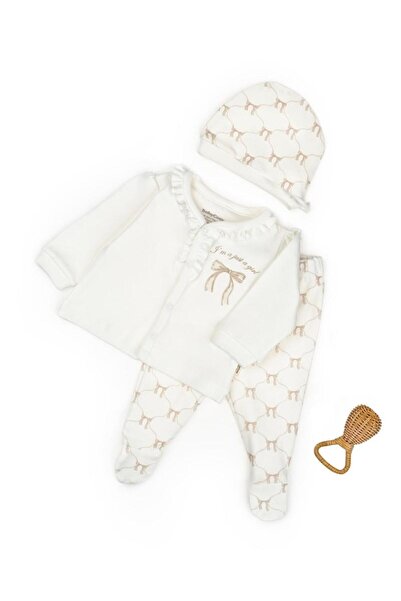 BabyCosy Organic Wear Baby 3-Piece Set (Pants, Long Sleeve T-Shirt, Hat), Baby and Newborn Series - Csy8144