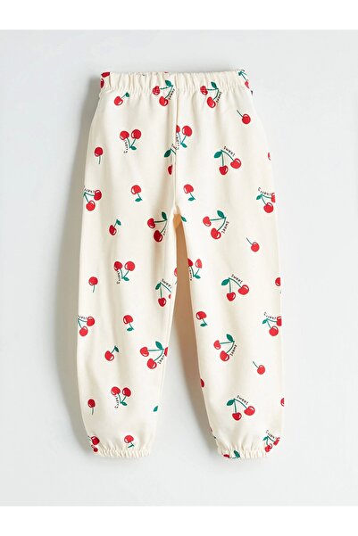 LC Waikiki Lcw Kids Ecru Cherry Printed Girls' Jogger Sweatpants