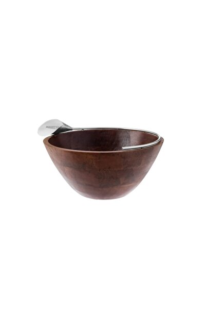 ORIAN Indian wooden serving bowl with silver brooch