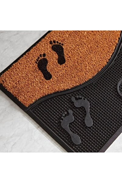 Generic Rubber and Coconut Footprint Doormat - 45 x 60 cm