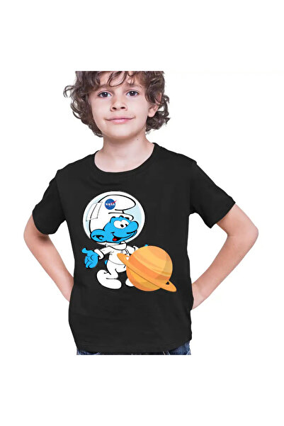OEM Tricou Copii Baieti Strumfii Astronaut Saturn Nasa