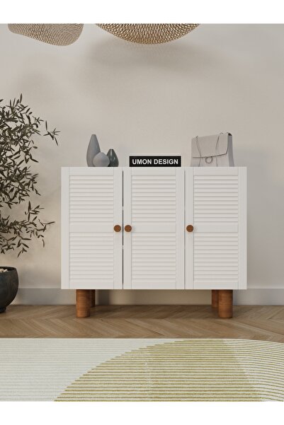 umondesign Havana 4 Raflı 3 Kapaklı Ayakkabılık Çok Amaçlı Dolap Ayaklı Dekor...