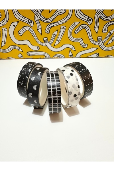 Padme studio 5’li Desenli Kağıt Bant ( 10mmX2m ) Ash