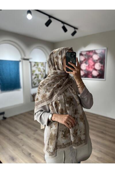 Merwiss Tokyo Çiçek Desen Rami Şal - Bej