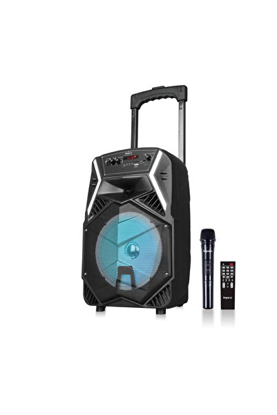 ORIAN Impex Portable Speaker – 250W, LED RGB Lights, Wireless VHF Microphone, Black