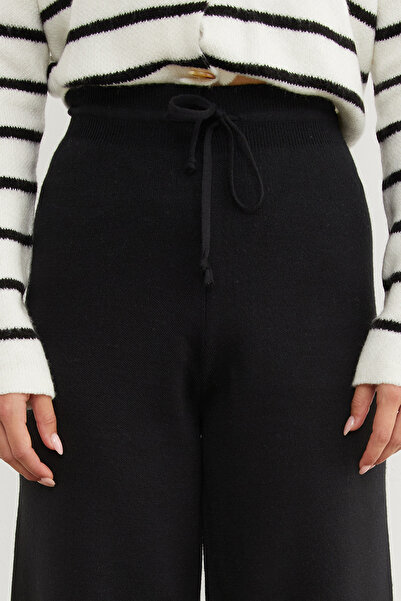 Fulla Moda Beli Lastikli Palazzo Triko Pantolon