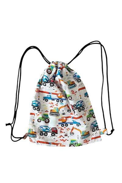 ATELIER ALEDA Saculet gradinita tip rucsac, imprimeu utilaje, 35 x 30 cm