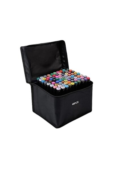 stuffix Set 48 multicolored markers with dual tips and storage case