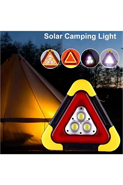 CeymSTecH Solar güneş Enerjili USB Şarjlı Üçgen Araç Reflektör Uyarı Işığı Kamp Arıza Alarm Lambası