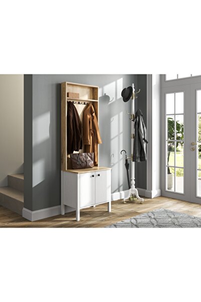 Sakura Ahşap Hunerika Minoa Portmanto -Wood Beyaz-Minifiks Bağlantılı