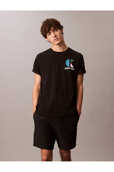 Calvin Klein Men Black Cotton Terry Jogger Shorts