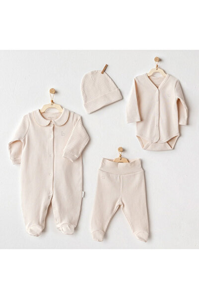 Beruflic طقم ملابس أطفال من 4 قطع من بيبي بير تايم، لون بيج فاتح، مناسب للاست...