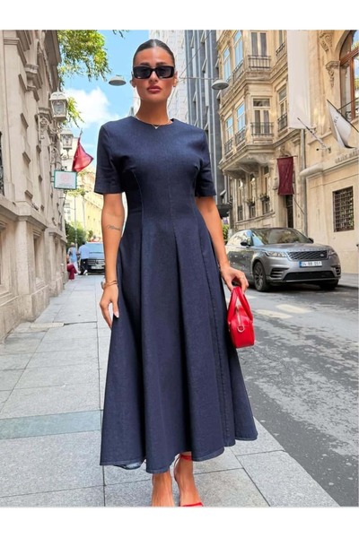 dshee woman KİLOŞ BELDEN OTURTMALI JEAN ELBİSE