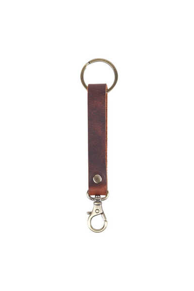 Bıyıklı Tobacco Leather Hook Keychain - Dark Brown