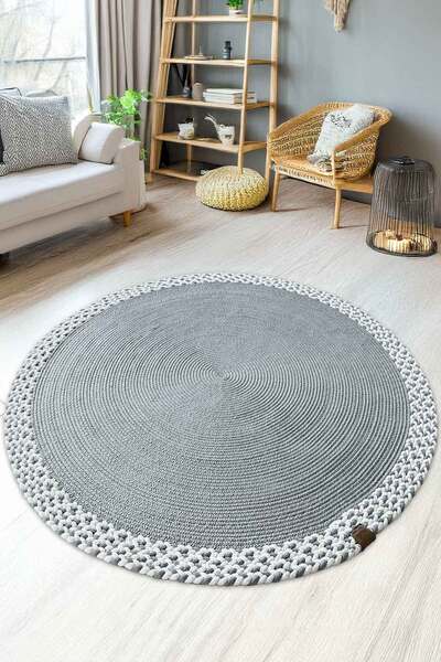 Decomia Home Χειροποίητο υφαντό στρογγυλό χαλί σαλονιού από γιούτα Silva, χαλ...