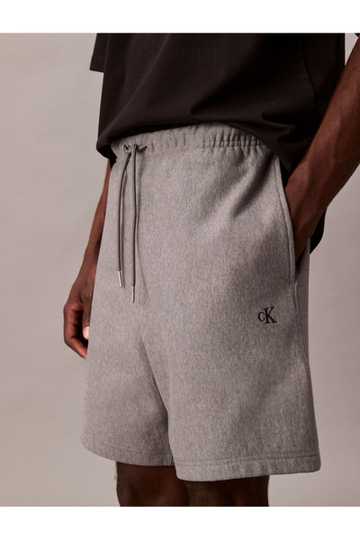 Calvin Klein Men Medium Grey Heather Cotton Terry Jogger Shorts