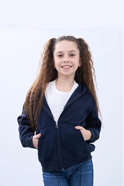 Tight Lady %100 Organik Pamuk Kız Çocuk, 3 iplik içi Polarlı,Kapüşonlu,Fermuarlı,Kanguru Cepli Sweatshirt Hırka