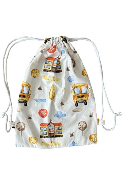 ATELIER ALEDA Saculet gradinita tip rucsac, imprimeu school, 40 x 30 cm